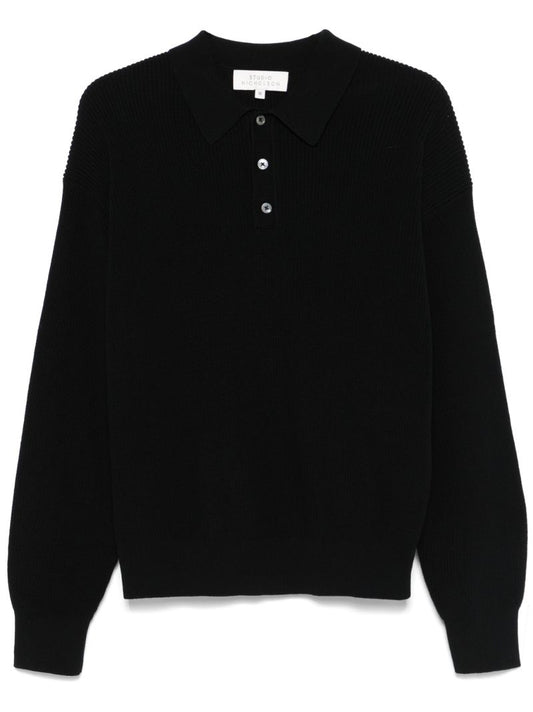 Blue Cotton Polo Sweater