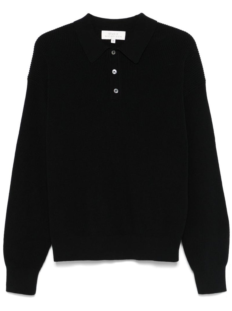 Blue Cotton Polo Sweater