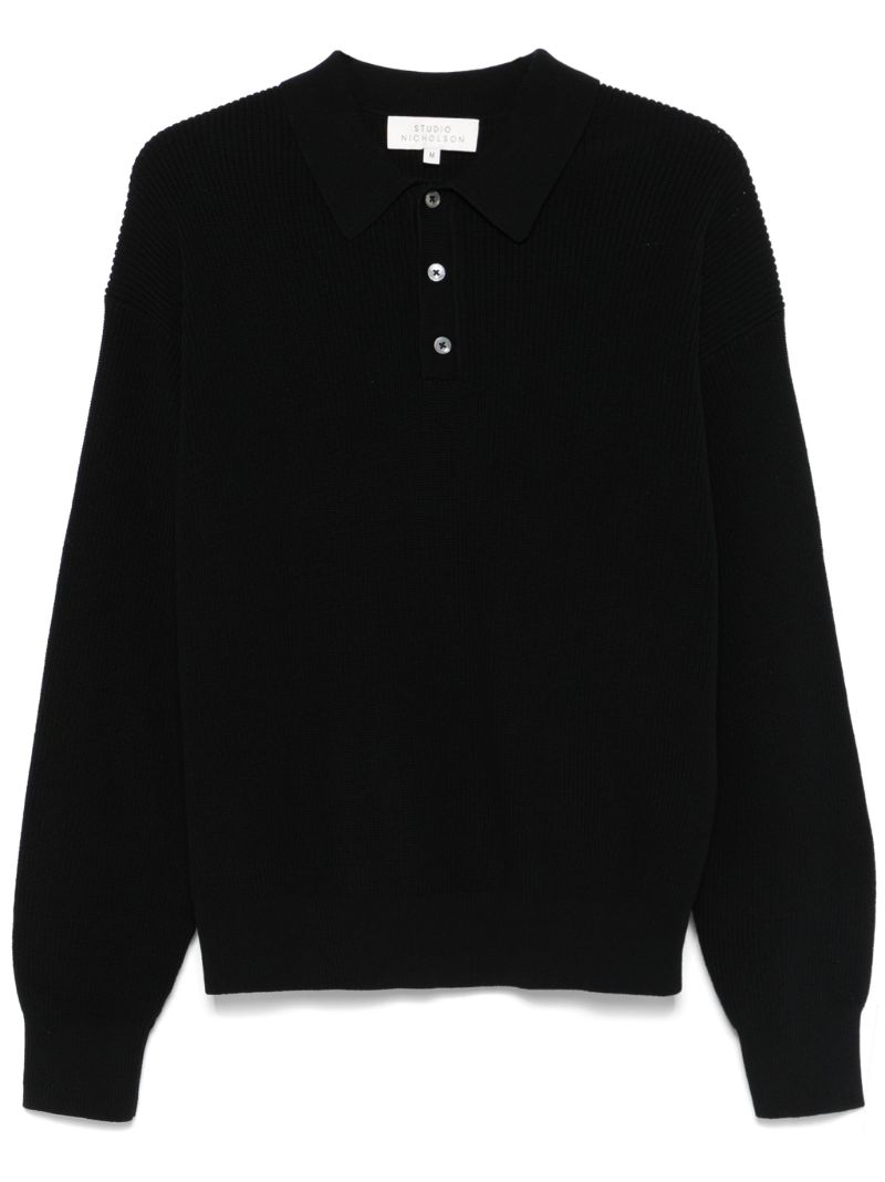 Blue Cotton Polo Sweater