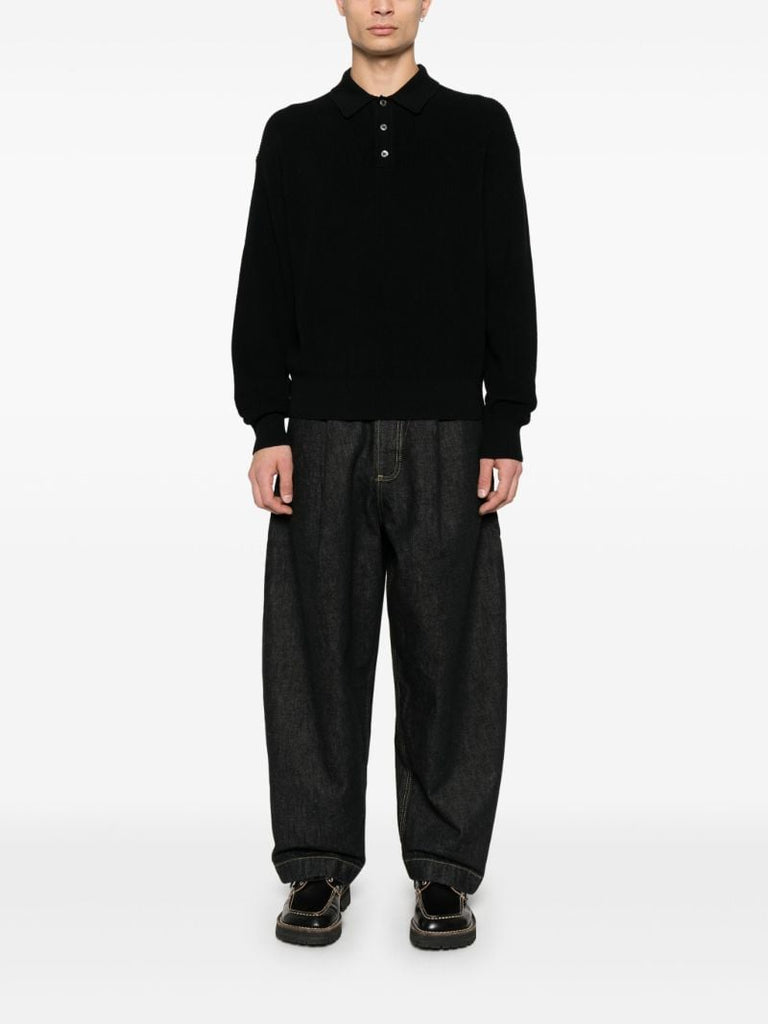 Blue Cotton Polo Sweater