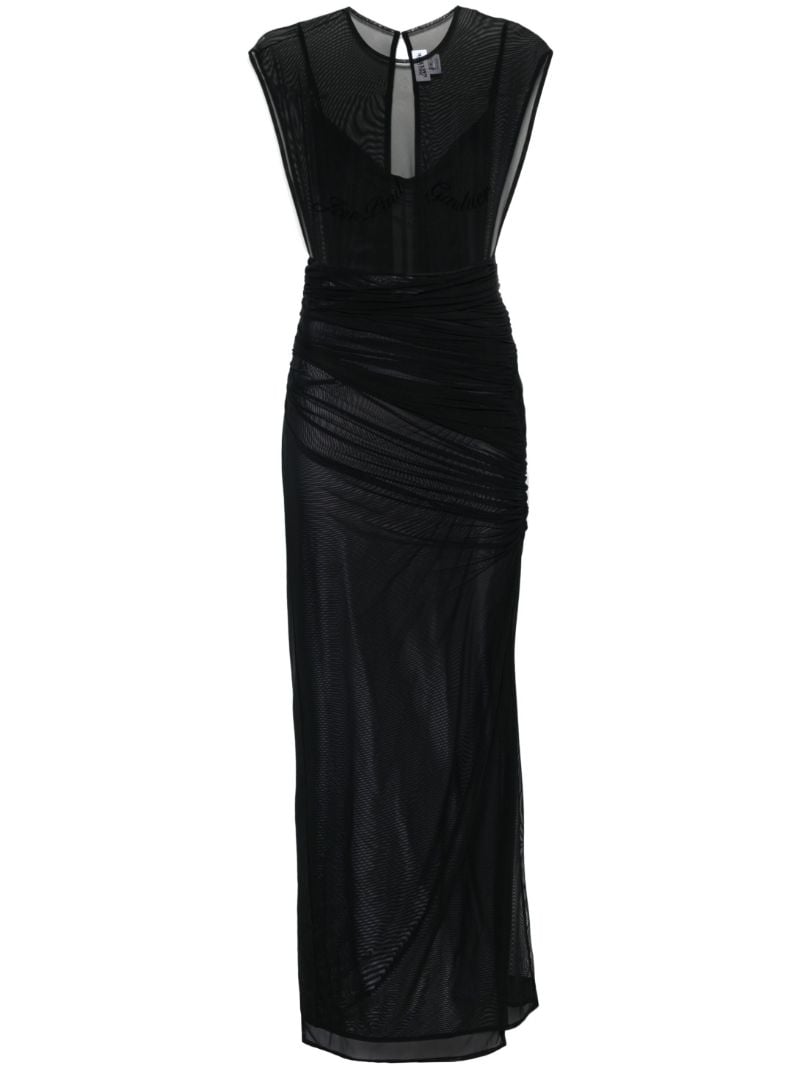 Flocked-logo Maxi Dress