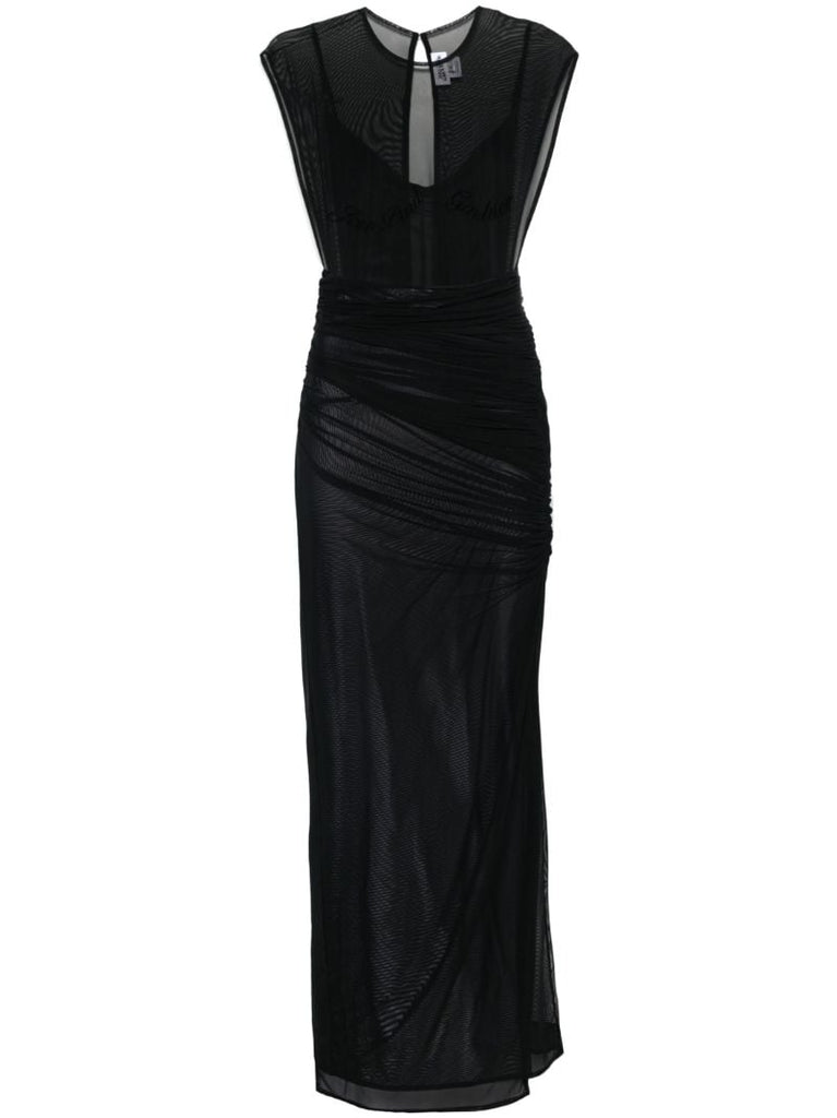 Flocked-logo Maxi Dress