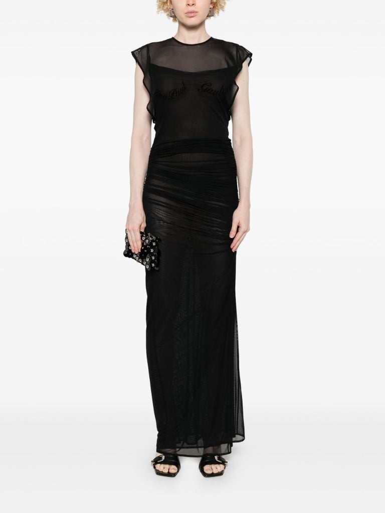 Flocked-logo Maxi Dress
