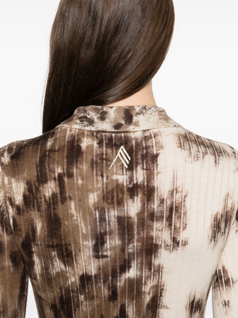 White Tie-dye Polo Top