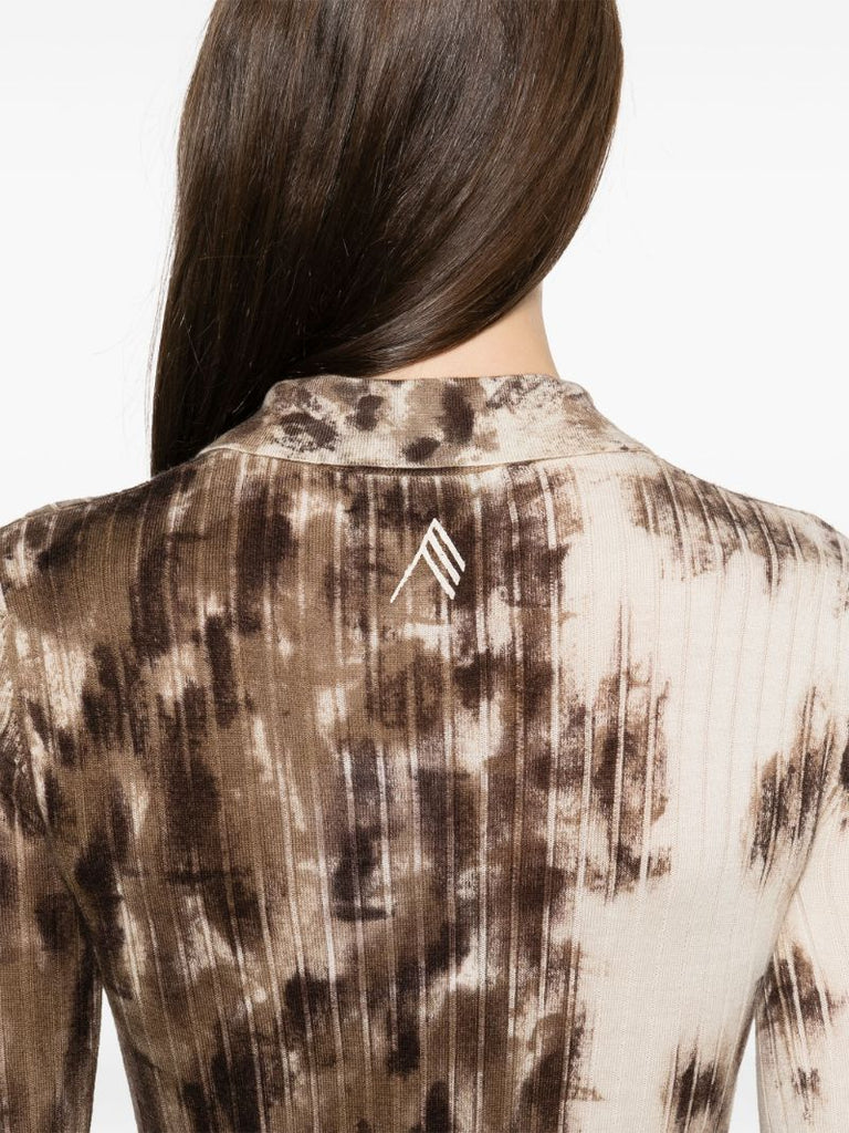 White Tie-dye Polo Top