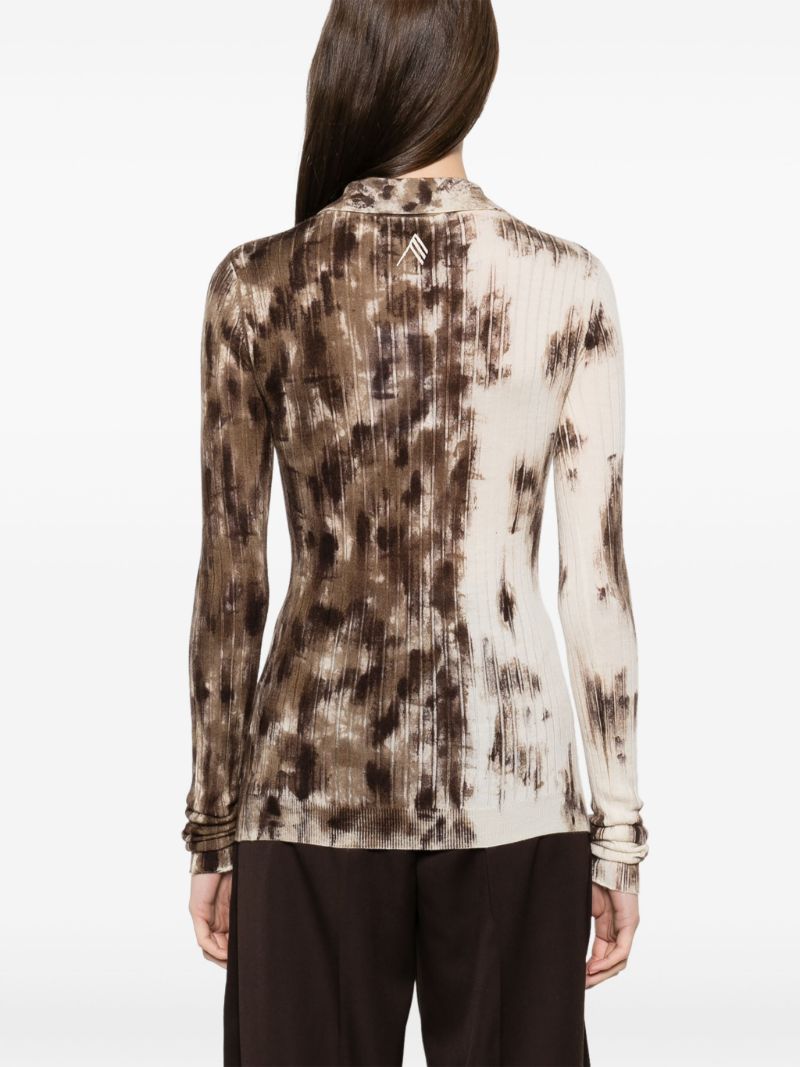 White Tie-dye Polo Top