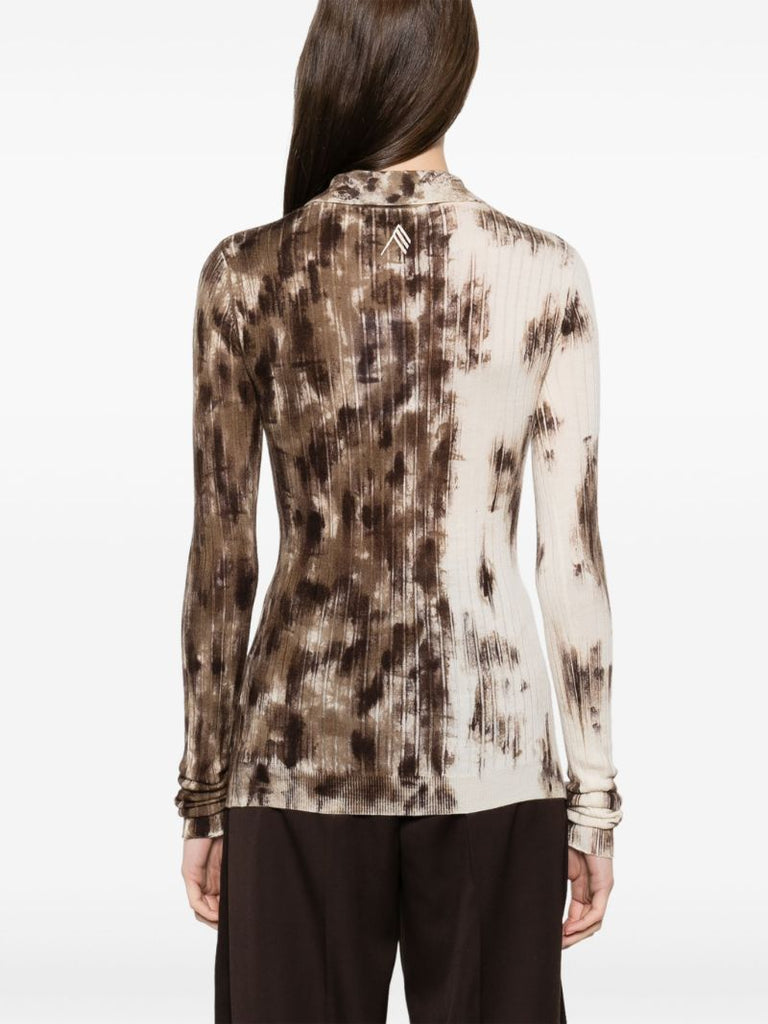 White Tie-dye Polo Top