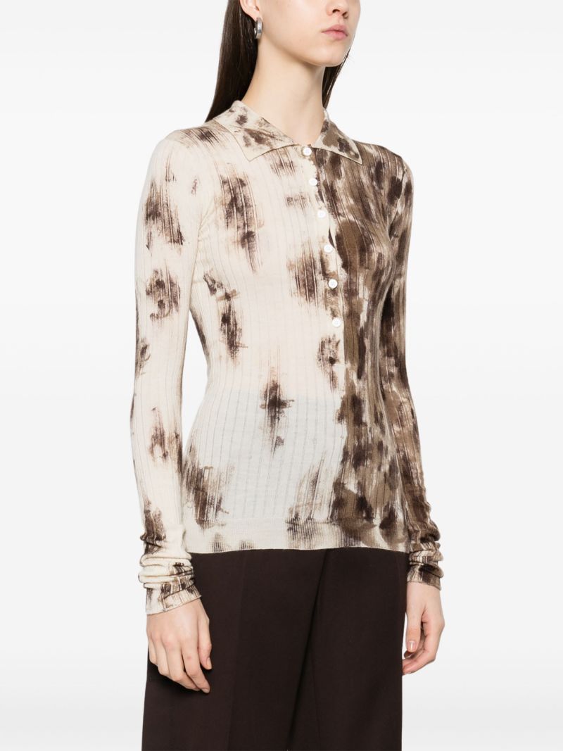 White Tie-dye Polo Top