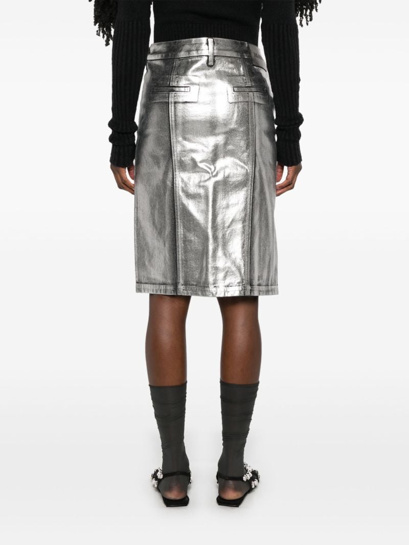 Coated Denim Midi Skirt