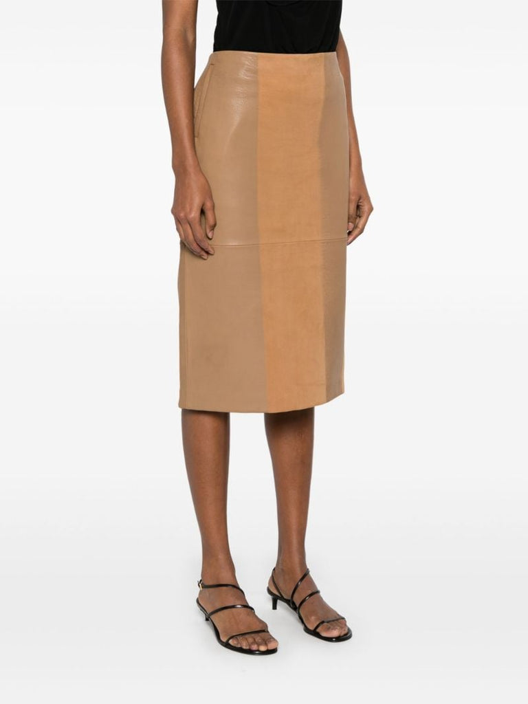Scuffed-leather Midi Skirt