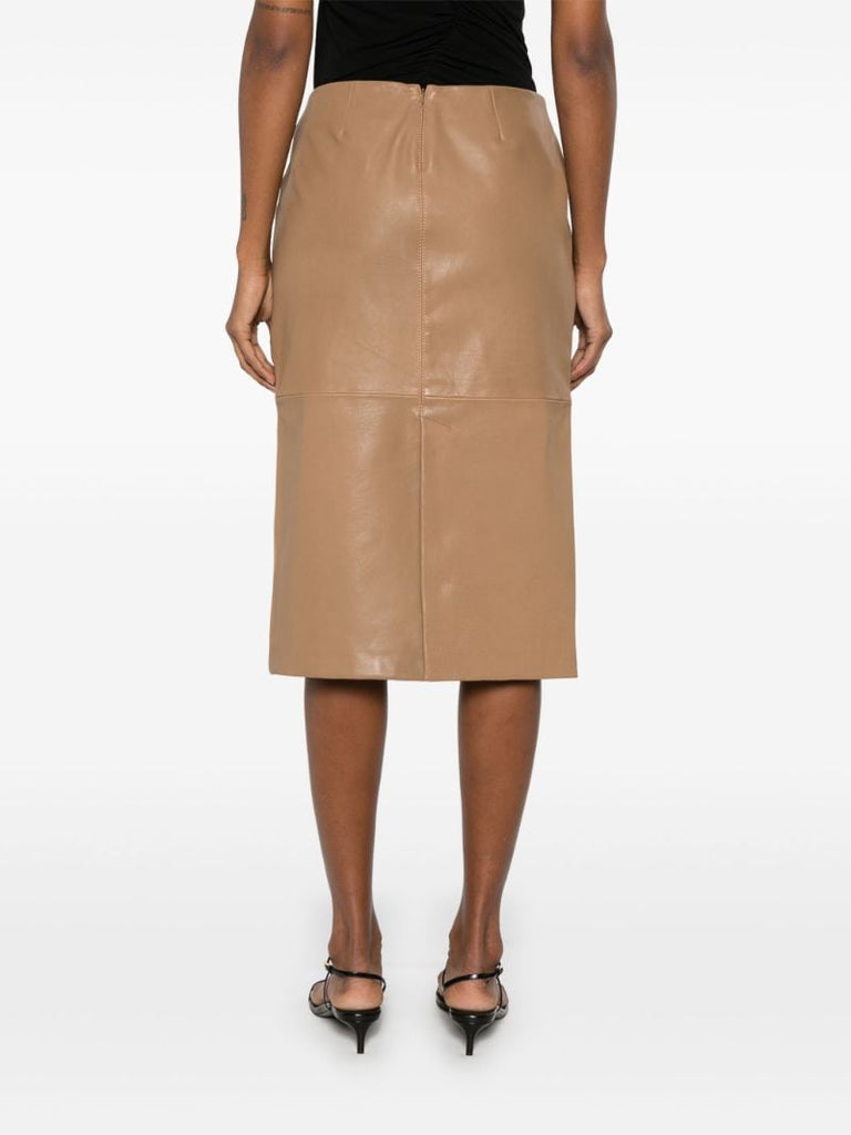 Scuffed-leather Midi Skirt