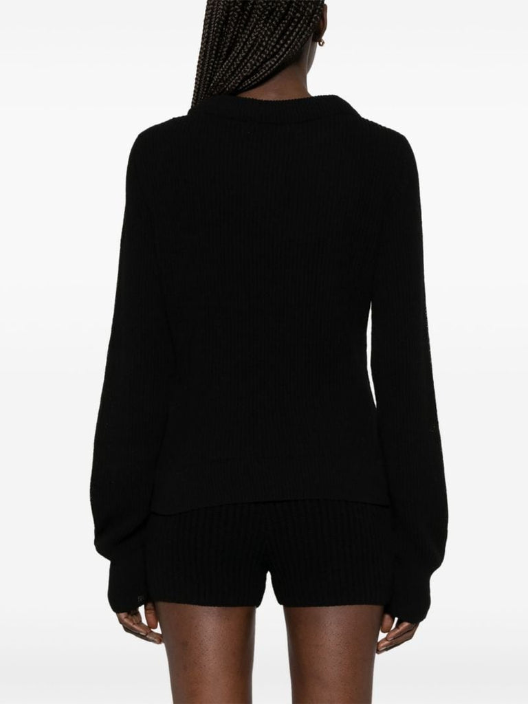 Black Ribbed-knit Sweater