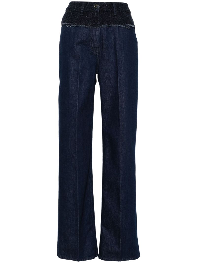Blue BouclÃ_x0083_Â©-panelled Jeans