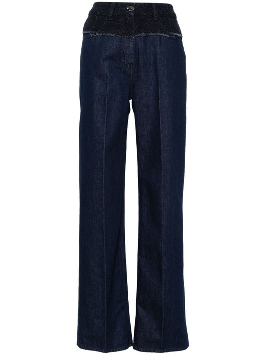 Blue BouclÃ_x0083_Â©-panelled Jeans