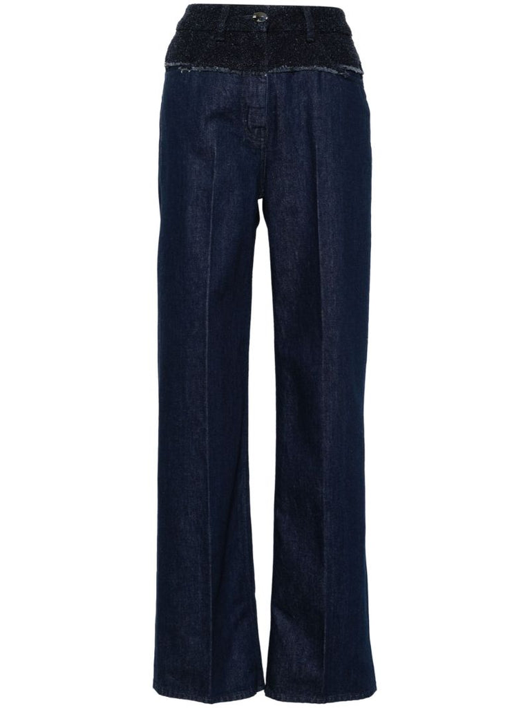 Blue BouclÃ_x0083_Â©-panelled Jeans