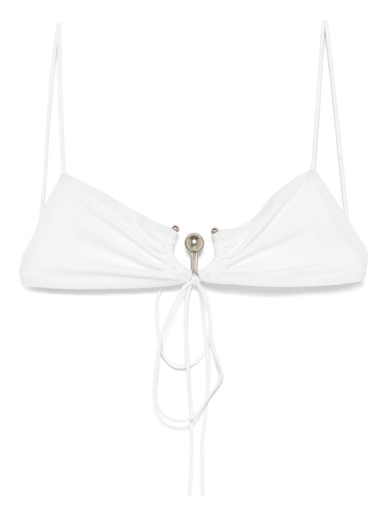 White Ruched Orbit Bikini Top