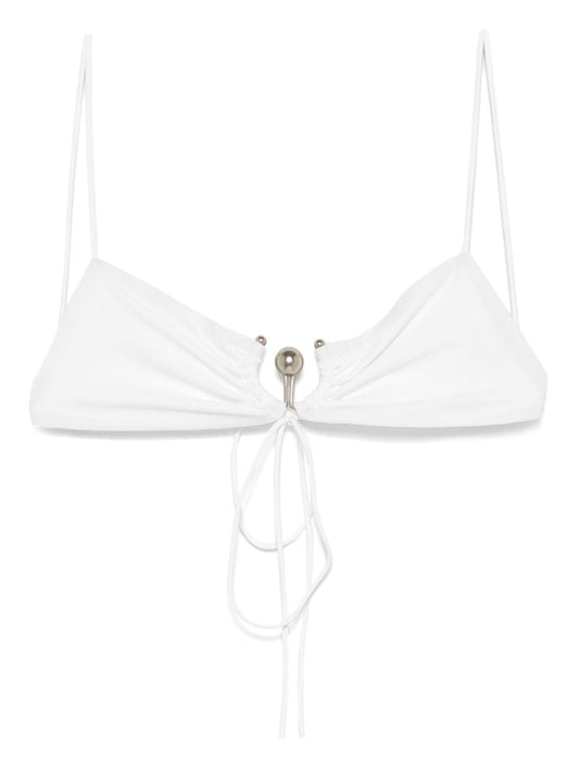 White Ruched Orbit Bikini Top
