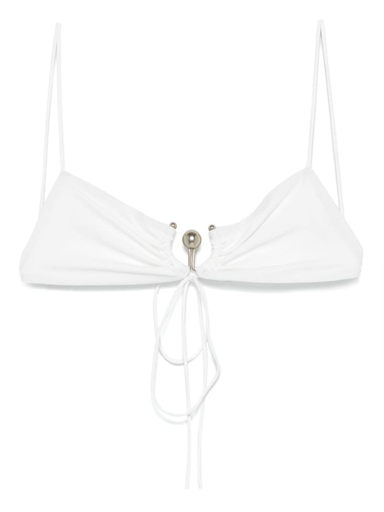 White Ruched Orbit Bikini Top