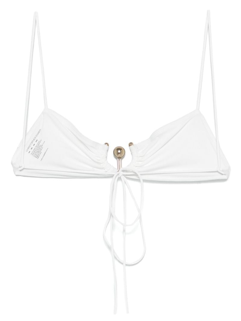 White Ruched Orbit Bikini Top