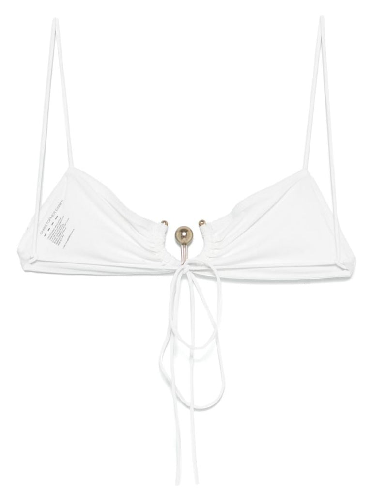 White Ruched Orbit Bikini Top