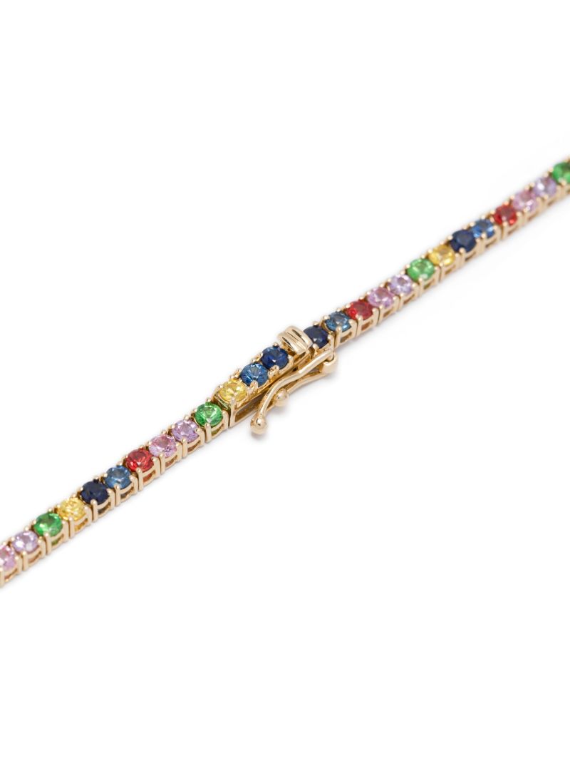 14k Yellow Gold Graduated Rainbow Sapphire Necklace