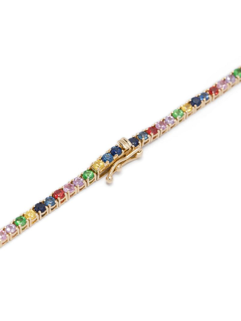 14k Yellow Gold Graduated Rainbow Sapphire Necklace