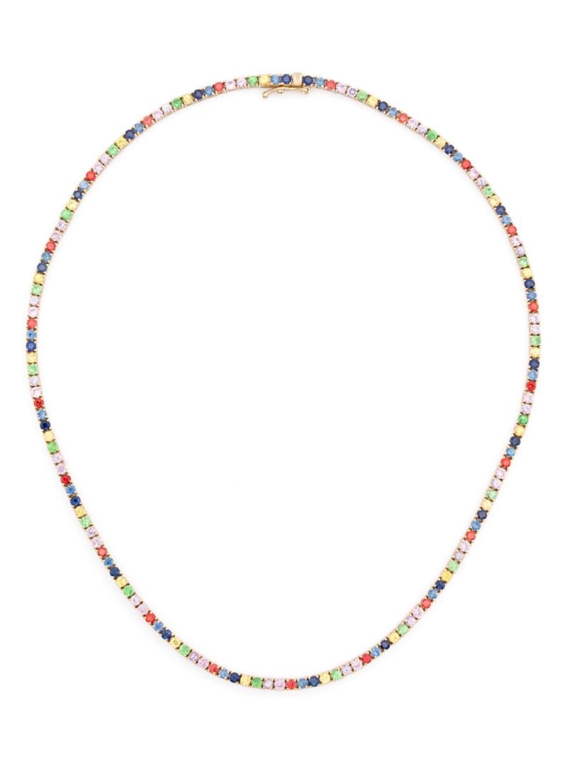 14k Yellow Gold Graduated Rainbow Sapphire Necklace