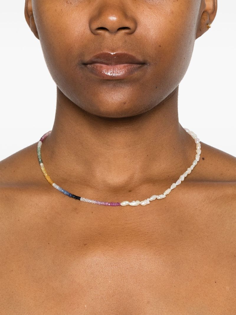 9kt Yellow Gold Multicolour Bead Necklace