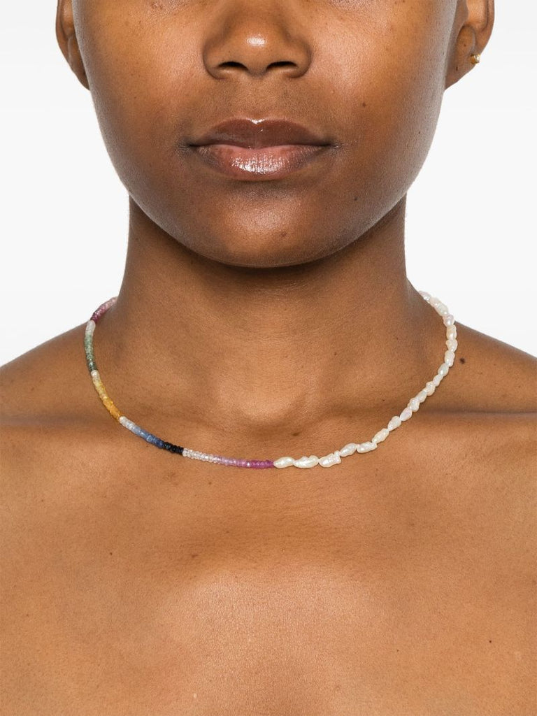 9kt Yellow Gold Multicolour Bead Necklace