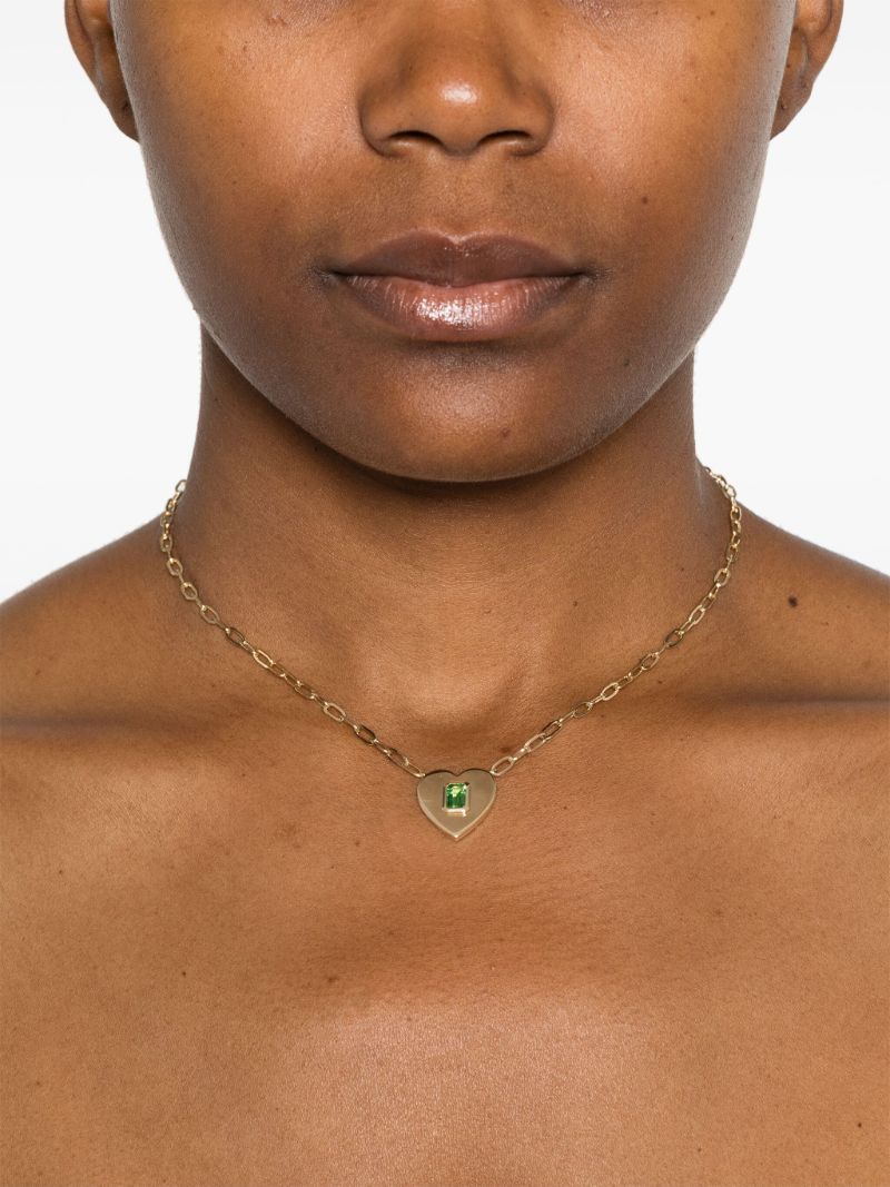 14kt Yellow Gold Heart Garnet Necklace