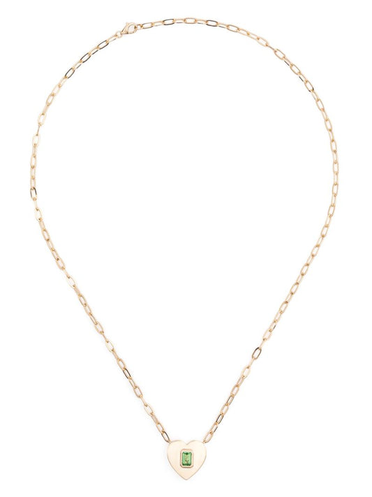 14kt Yellow Gold Heart Garnet Necklace