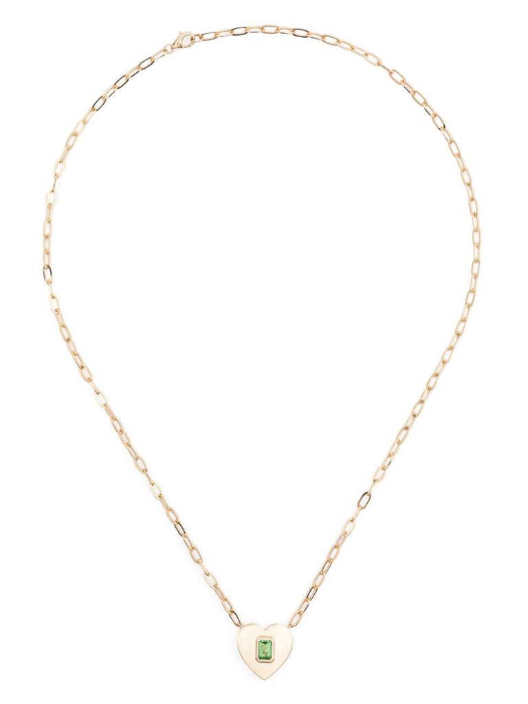 14kt Yellow Gold Heart Garnet Necklace