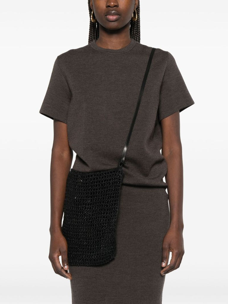 Black Interwoven Shoulder Bag