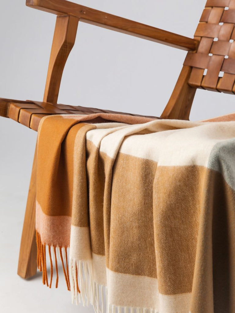 Block Border Wool Throw