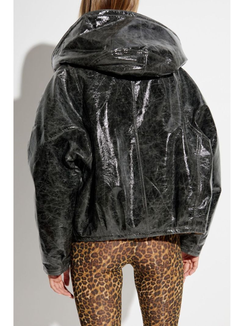 Leopard Lining Faux Leather Jacket
