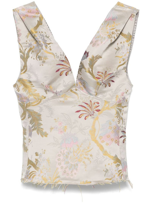 Grey Brocade Top