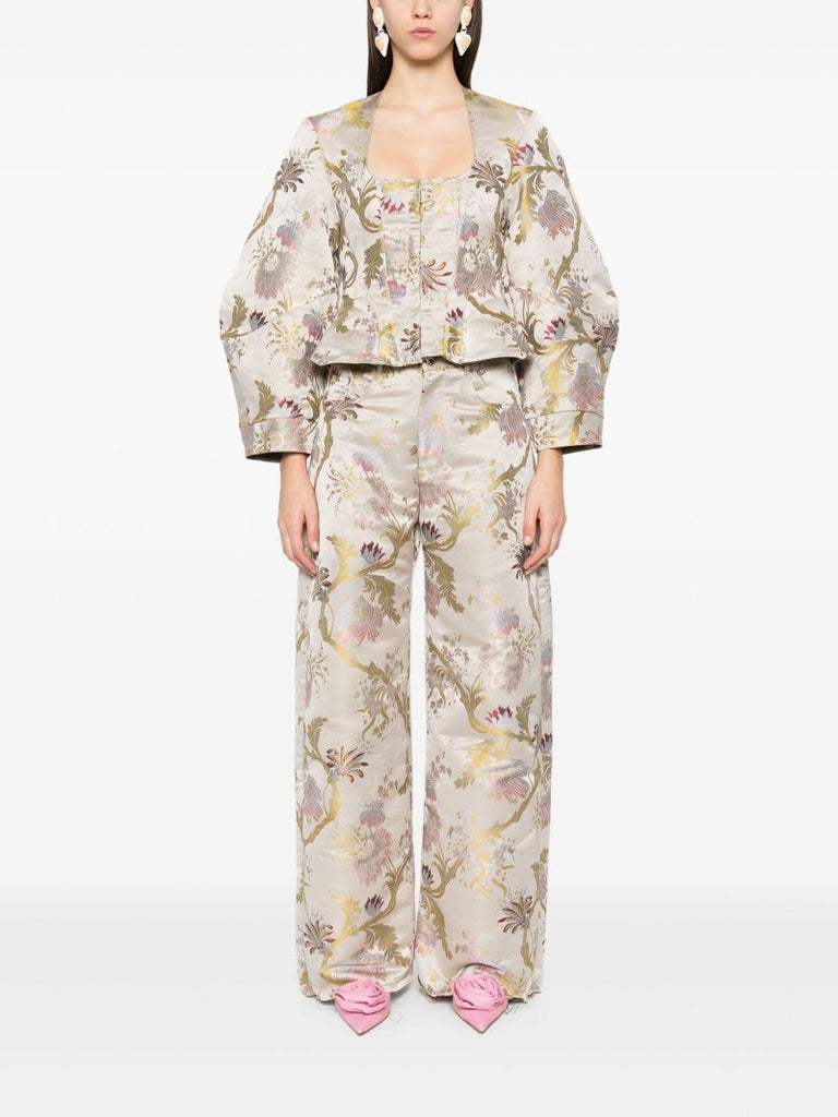 Brocade-effect Satin Blouse