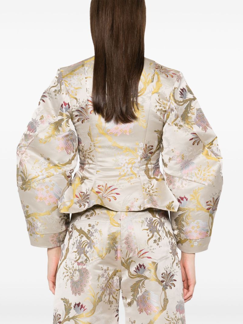 Brocade-effect Satin Blouse