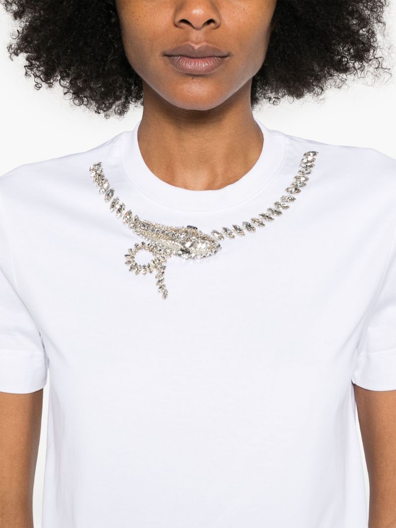 White Crystal-embellished T-shirt