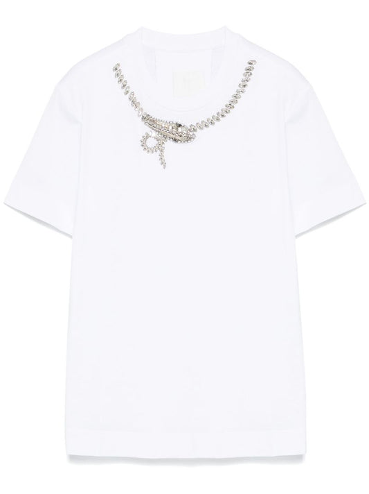 White Crystal-embellished T-shirt