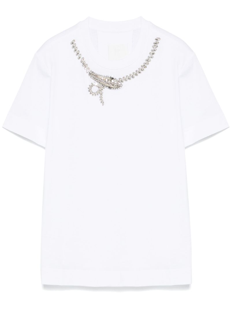 White Crystal-embellished T-shirt