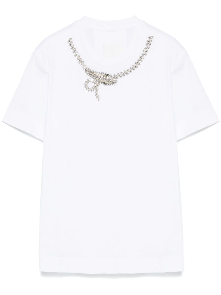 White Crystal-embellished T-shirt