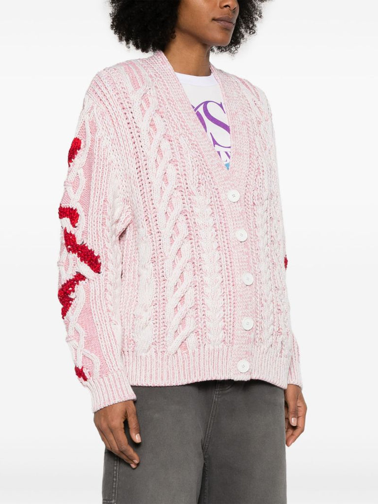 Pink Cable-knit Cardigan