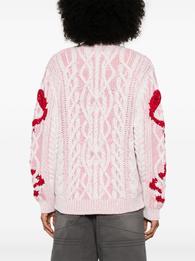 Pink Cable-knit Cardigan