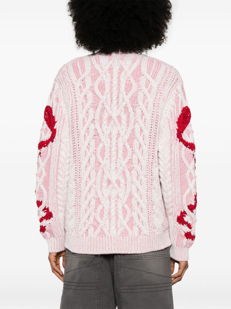 Pink Cable-knit Cardigan