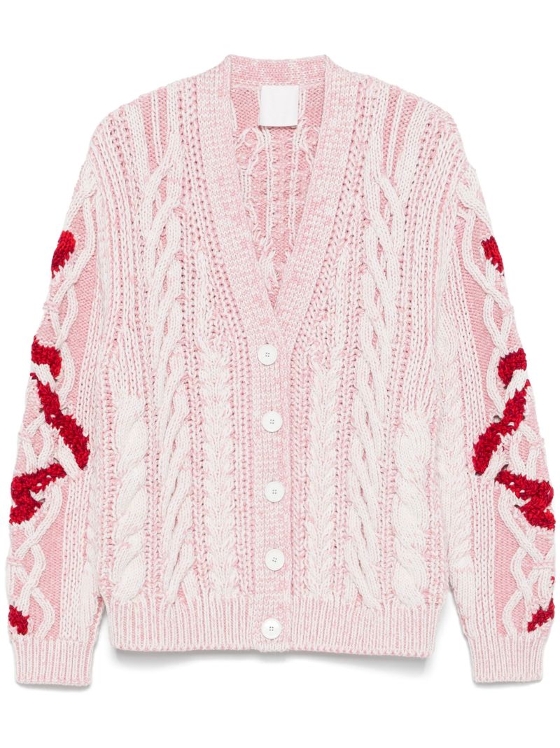 Pink Cable-knit Cardigan