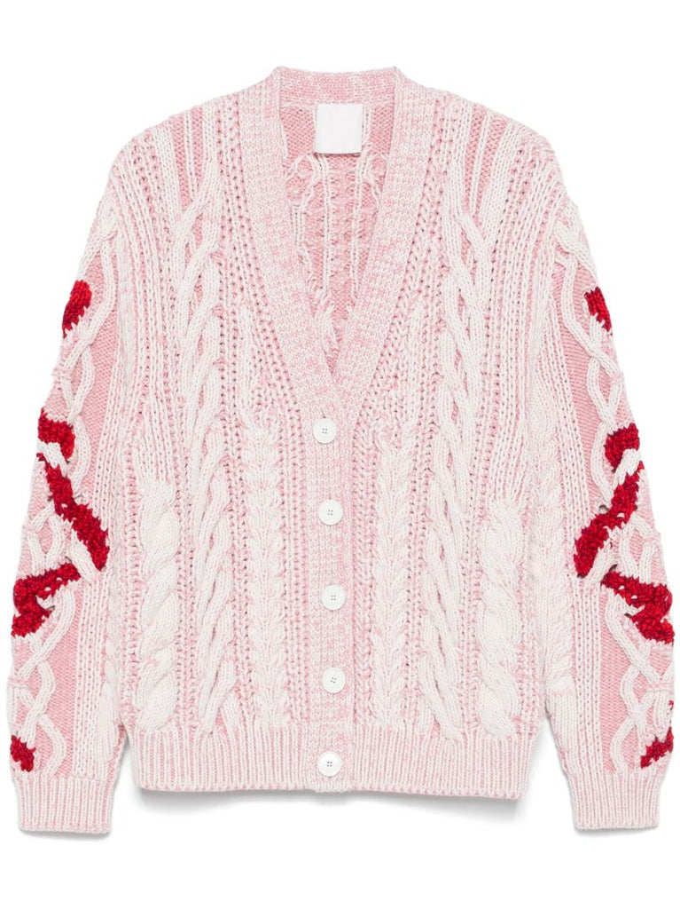 Pink Cable-knit Cardigan