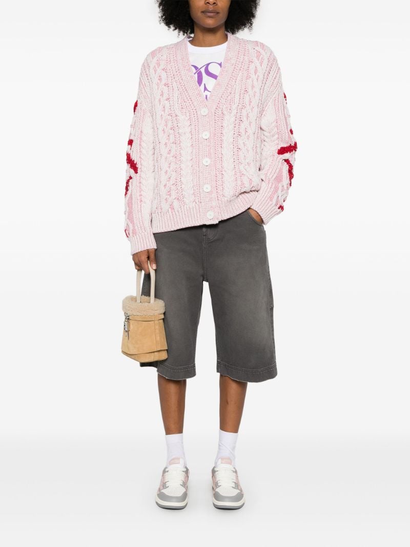 Pink Cable-knit Cardigan