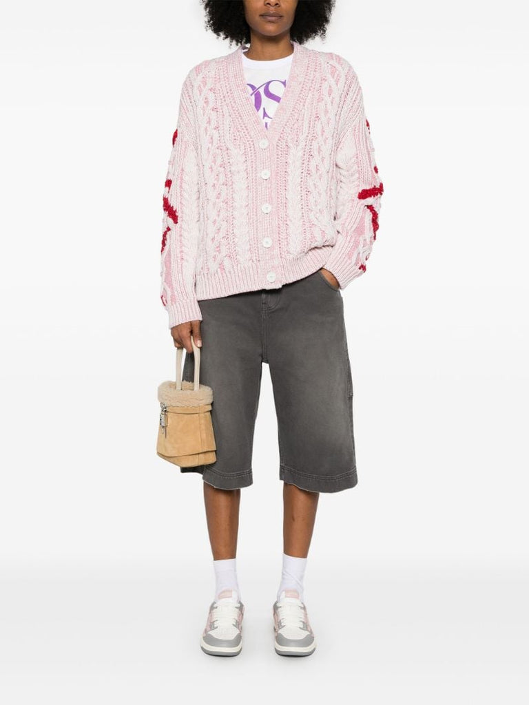 Pink Cable-knit Cardigan