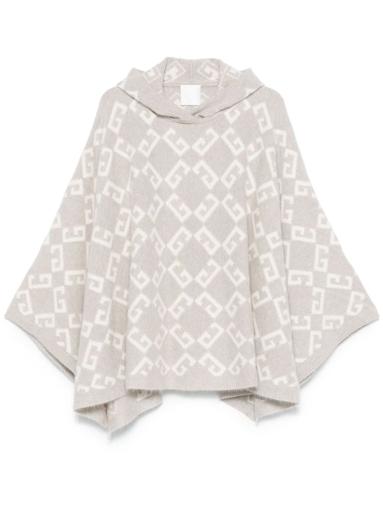 Logo-intarsia Hooded Poncho